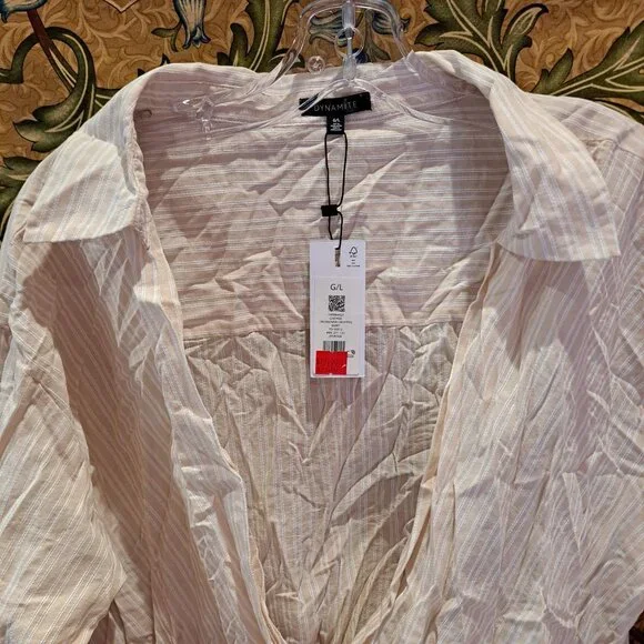 Crossover cropped striped shirt 100% Cotton - Picture 12 of 12